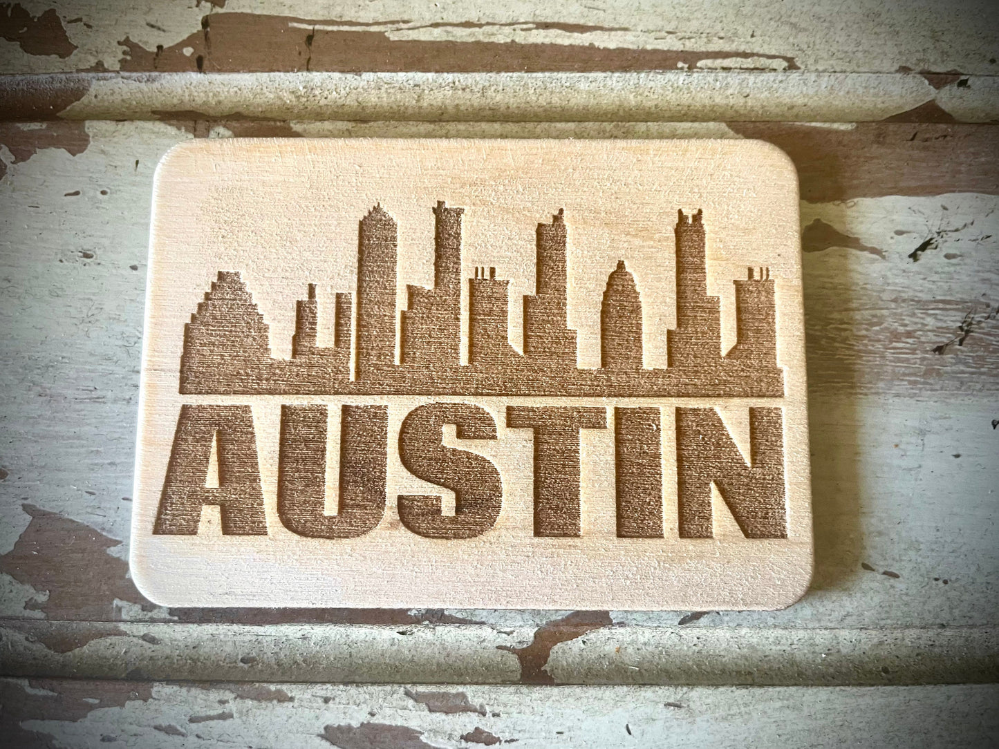 Austin Skyline Wood Magnet | City Souvenir | 3.5" x 2.5"