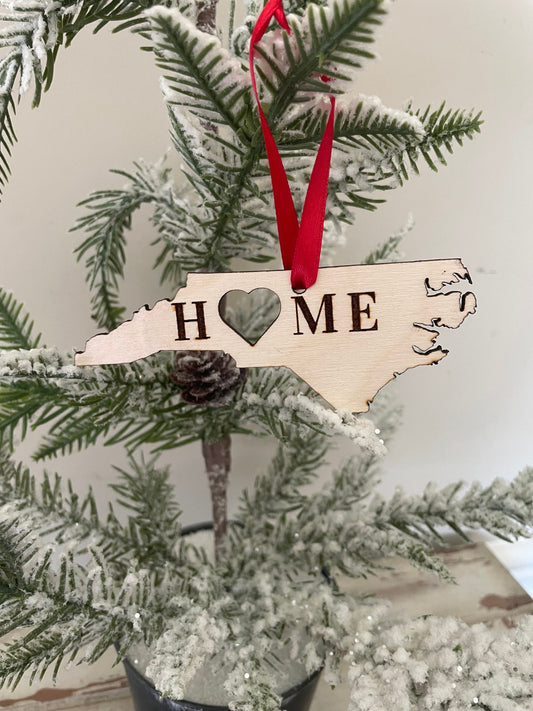 North Carolina HOME Wood Ornament & Gift Tag | 12 Finishes | State Pride Gift