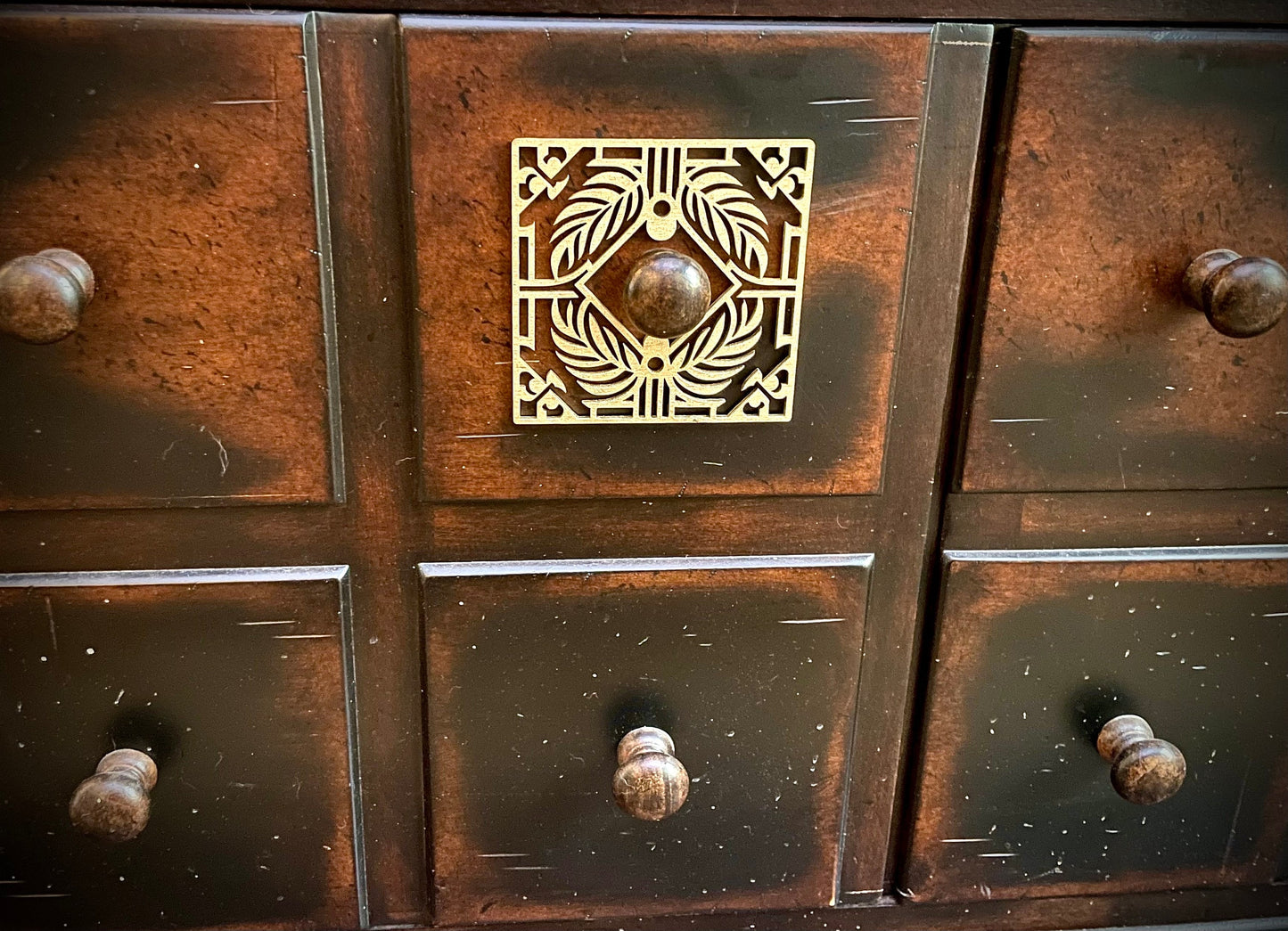 Boho Art Deco Monstera Leaf Wood Drawer Knob & Pull Accent | Set of 2 | 15 Finishes | Set AG