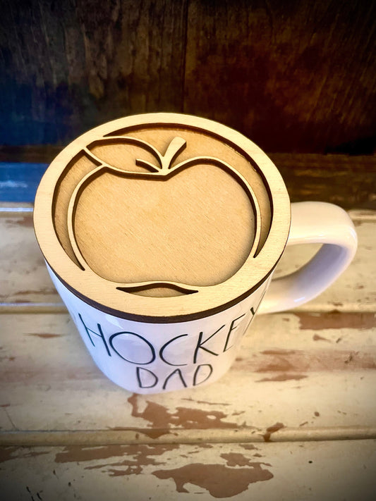 Fall Apple Wood Mug & Candle Topper | Autumn Kitchen Decor