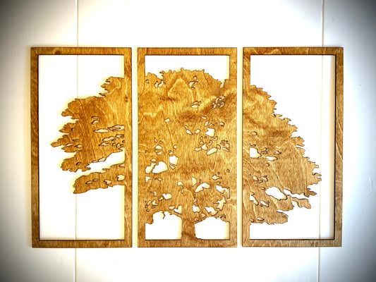 Great Oak Tree of Life Wood Wall Art Panels | 3-Piece Set | Multiple Sizes & Finishes