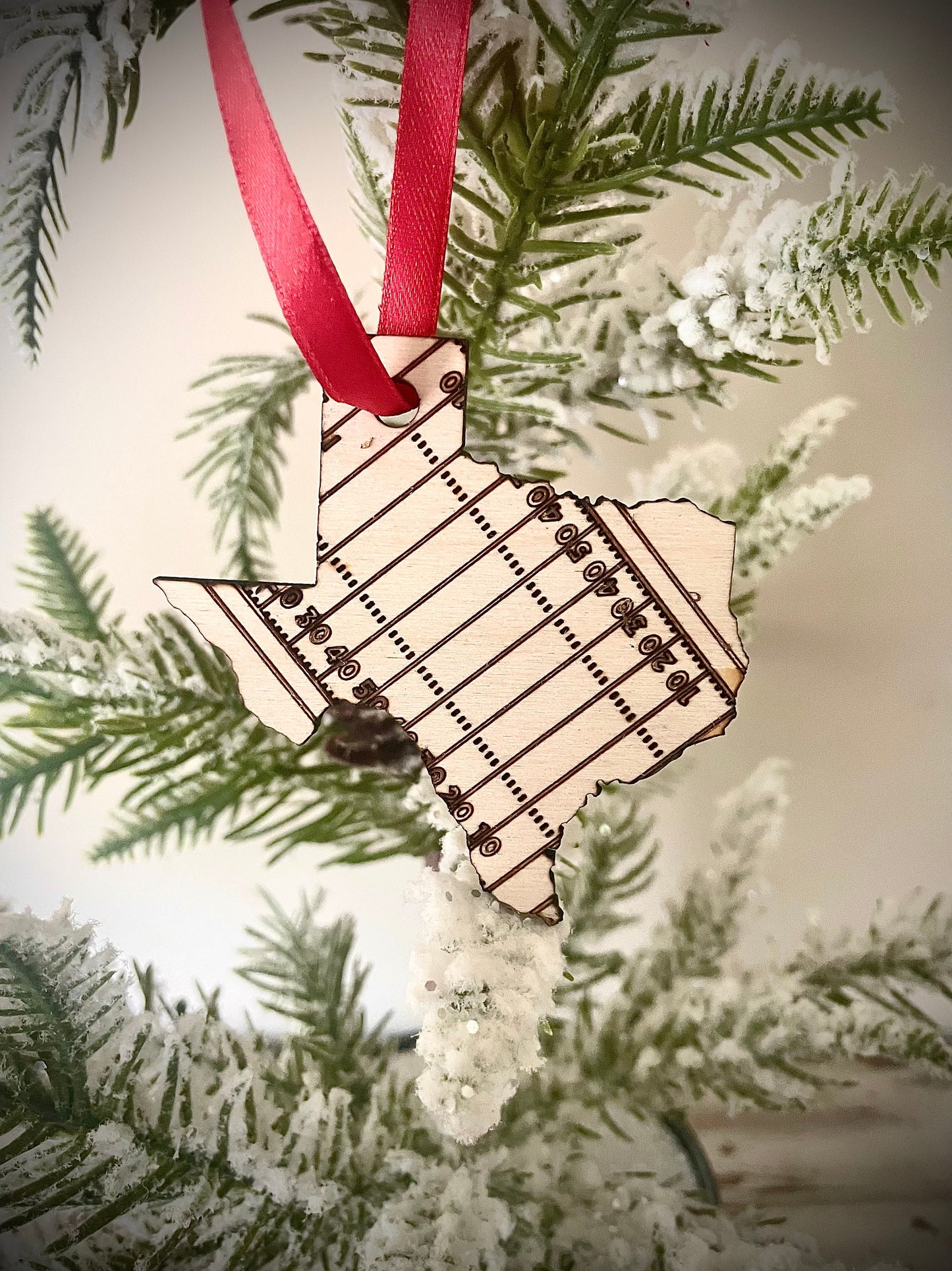 Football State Shape Wood Ornament & Gift Tag | Football Field Overlay | Football Gift | Coach Gift
