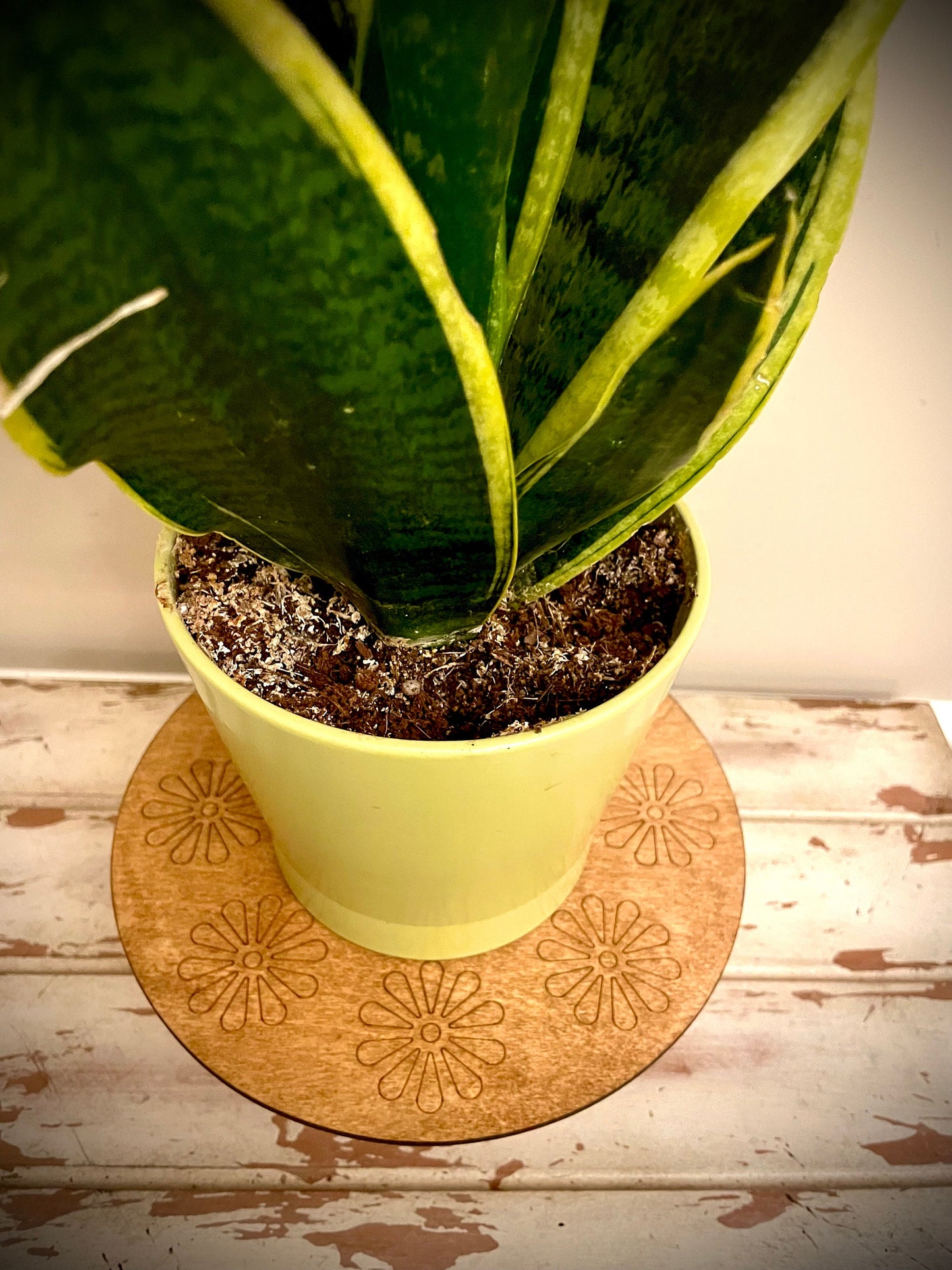 Large Boho Floral Wood Indoor Plant Stand | Very Sturdy | 12 Finishes | Style B