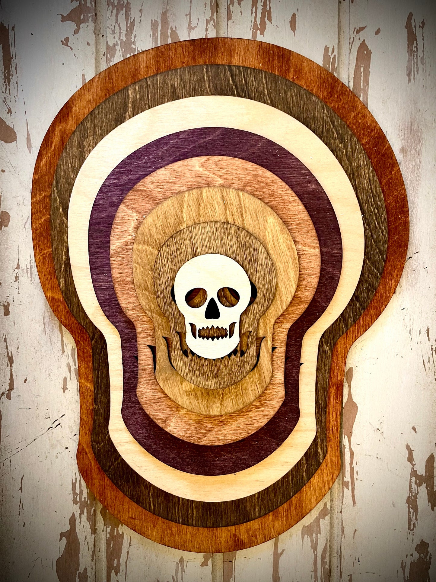Stacked Skulls 3D Wood Table & Wall Art | Multi-Color