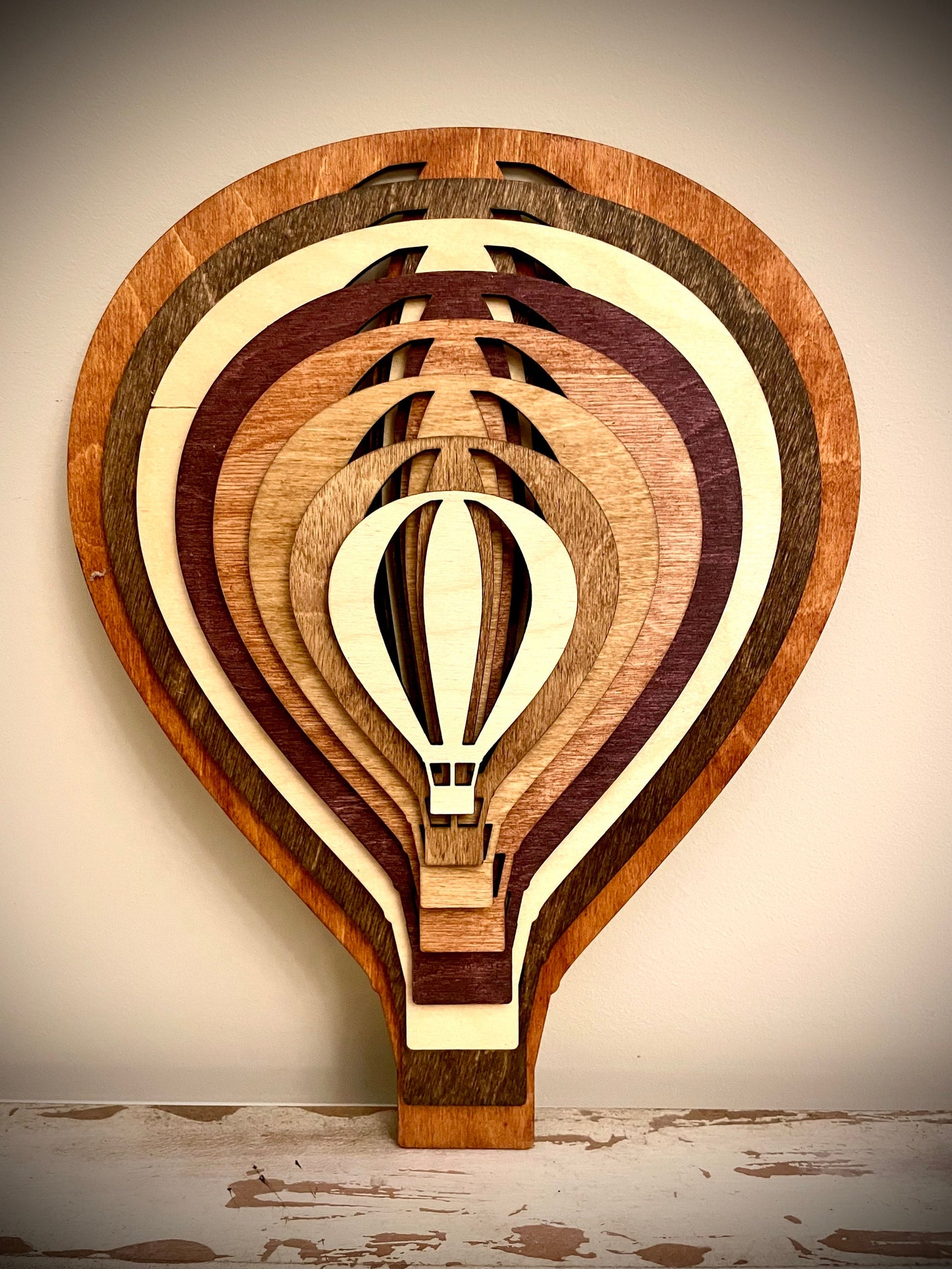 Stacked Hot Air Balloon 3D Wood Table & Wall Art | Multi-Color