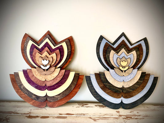 Stacked Tulip 3D Wood Table & Wall Art | Multi-Color