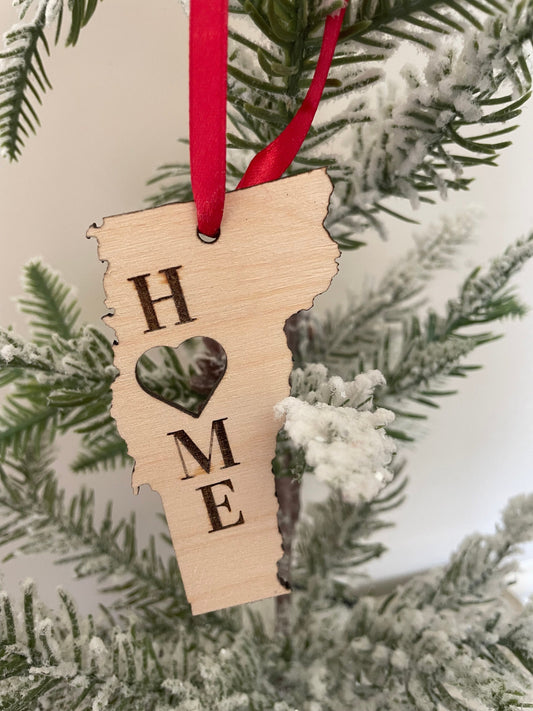 Vermont HOME Wood Ornament & Gift Tag | 12 Finishes | State Pride Gift