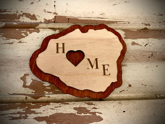 Hawaii - Kauai HOME 2-Layer Wood Refrigerator Magnet | 12 Finishes | State Pride Gift