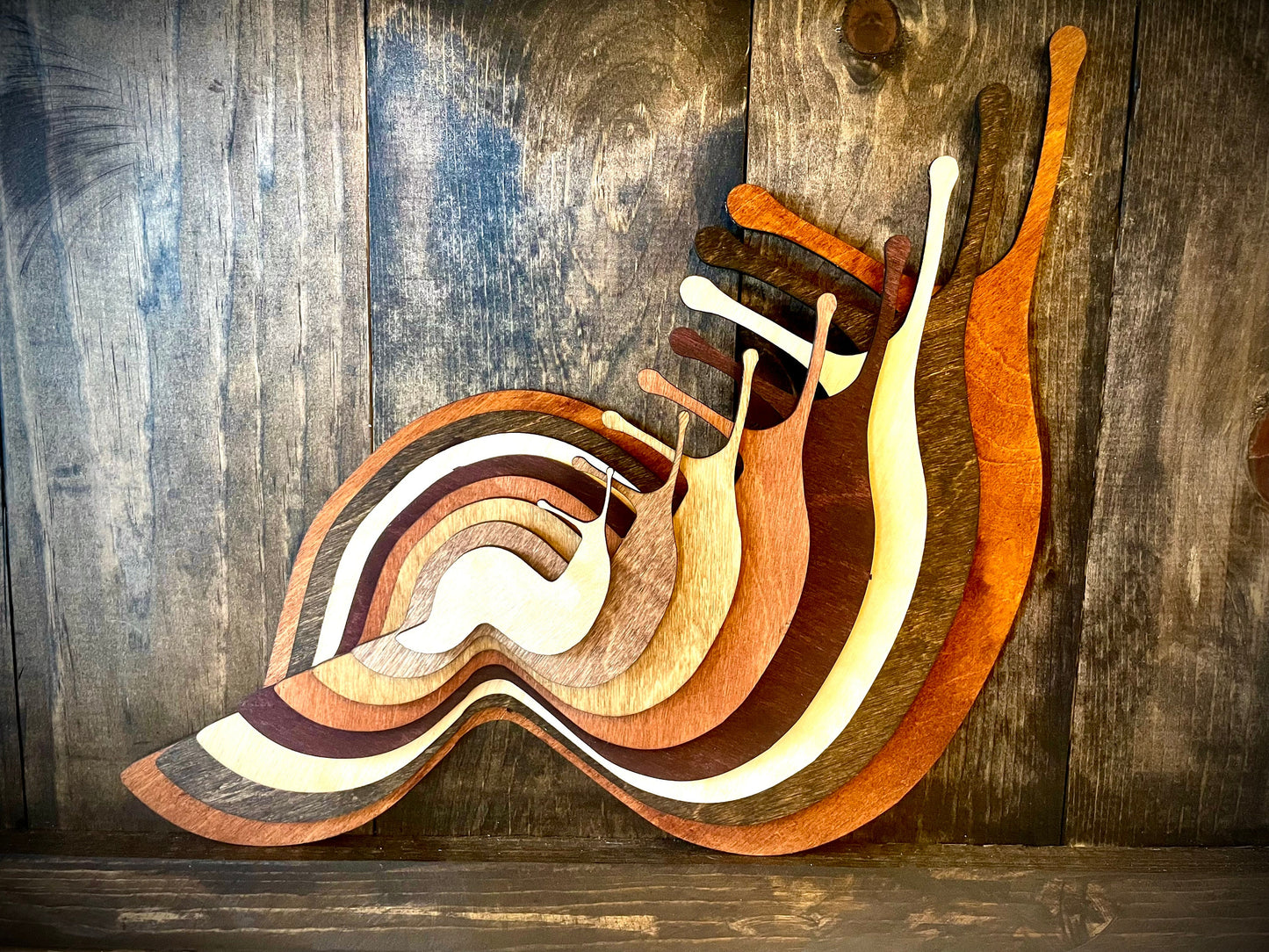 Stacked Snail / Banana Slug 3D Wood Table & Wall Art | Multi-Color