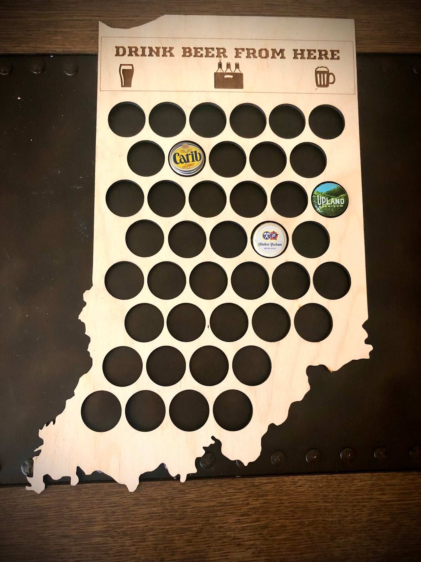 All 50 States "Drink Beer From Here" Wood Bottle Cap Holder | Bar Decor Gift