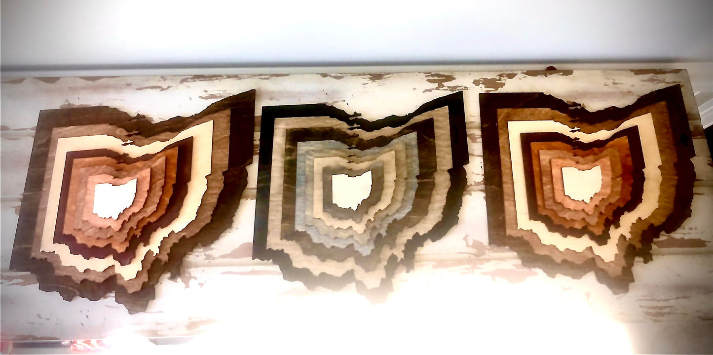 All 50 States 8-Layer Stacked Wood Table & Wall Art | Multi-Color | State Pride Gift