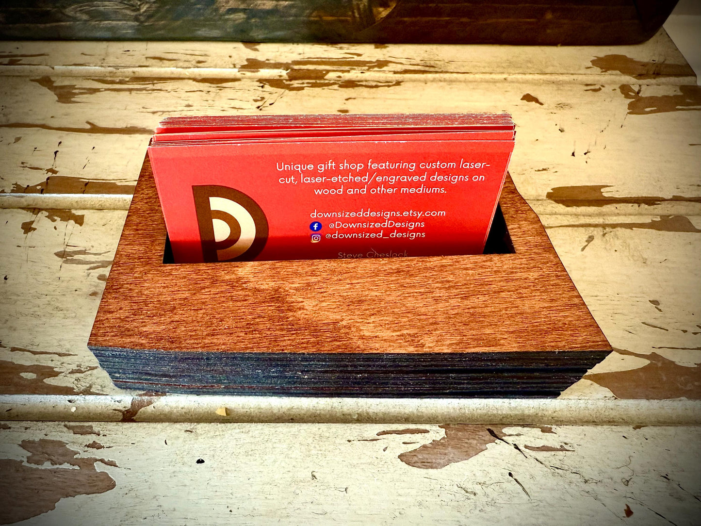 North Dakota Wood Business Card Holder | 12 Finishes | Office Gift