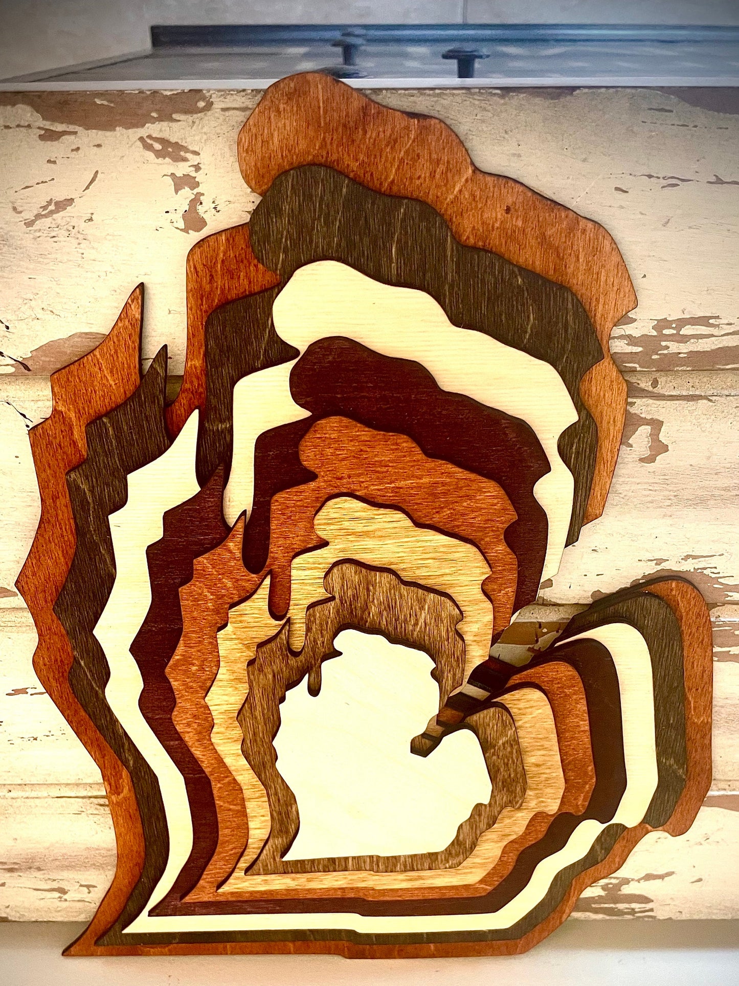 Michigan Lower Peninsula Stacked State 3D Wood Table & Wall Art | Multi-Color