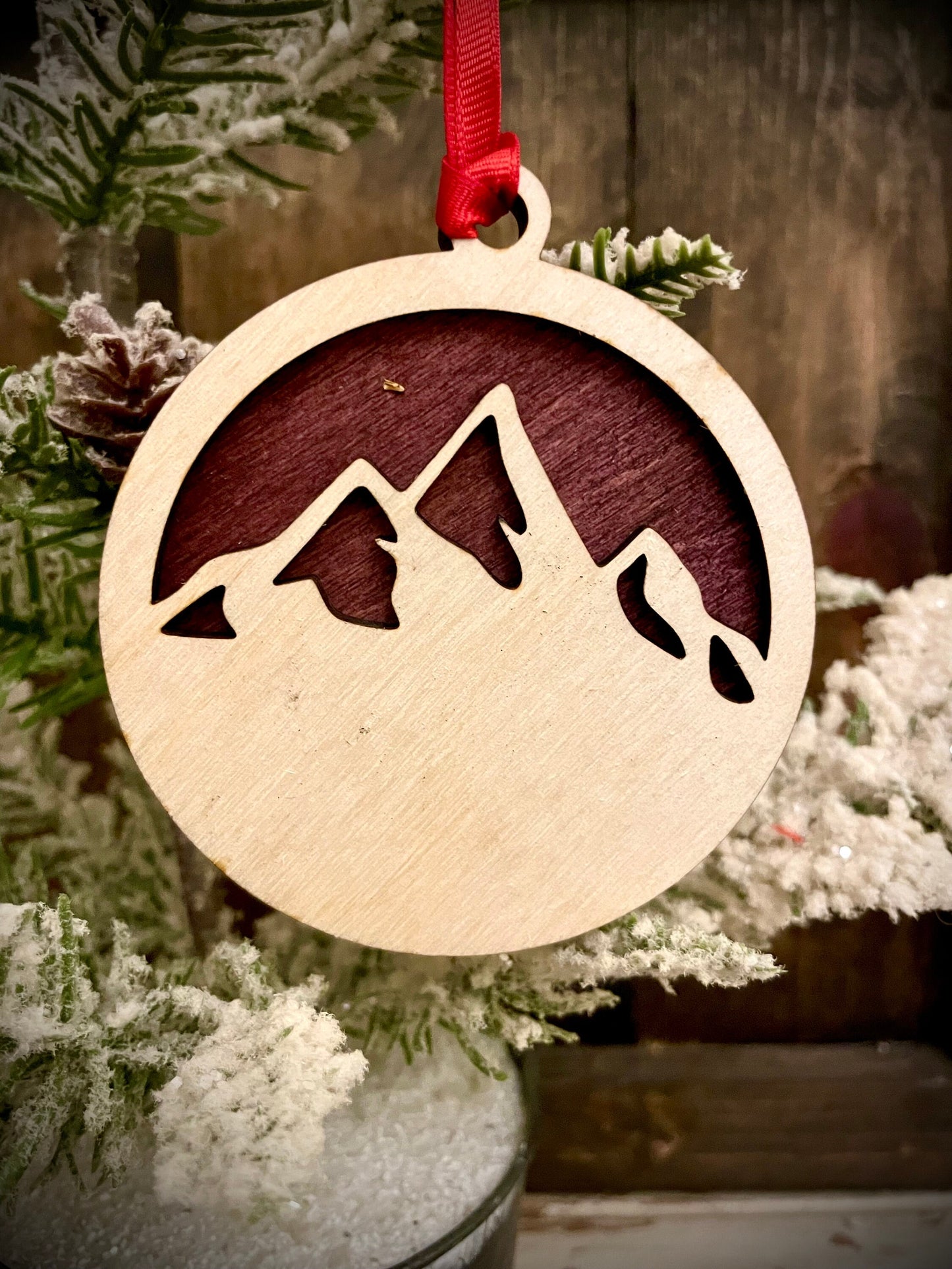 4 Elements Earth Wind Fire Water 2-Layer Wood Christmas Ornament & Gift Tag | Multiple Finishes | Elemental Gift