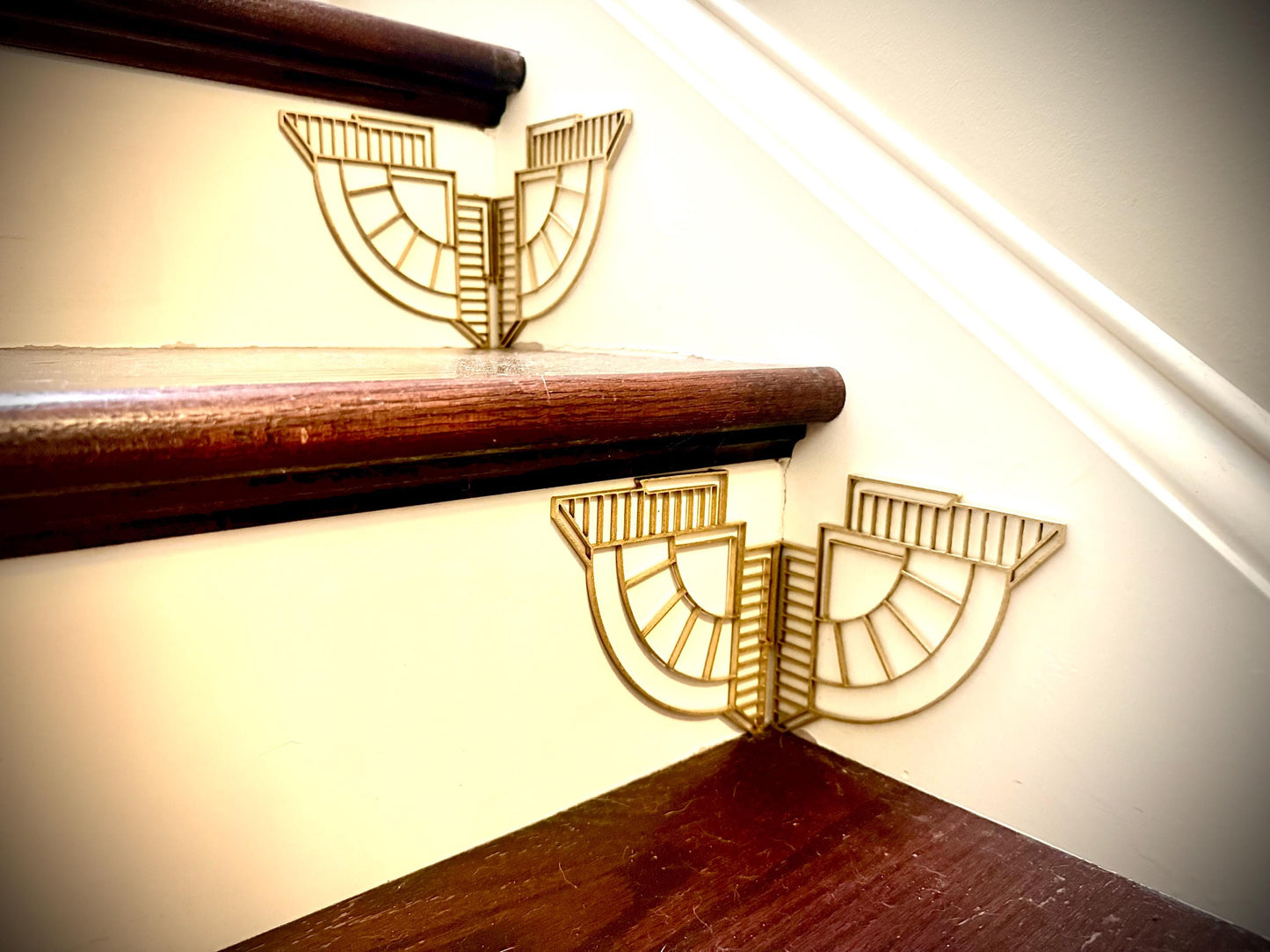 Art Deco art deco staircase accents / embellishments (set of 4) available in multiple finishes- style AA