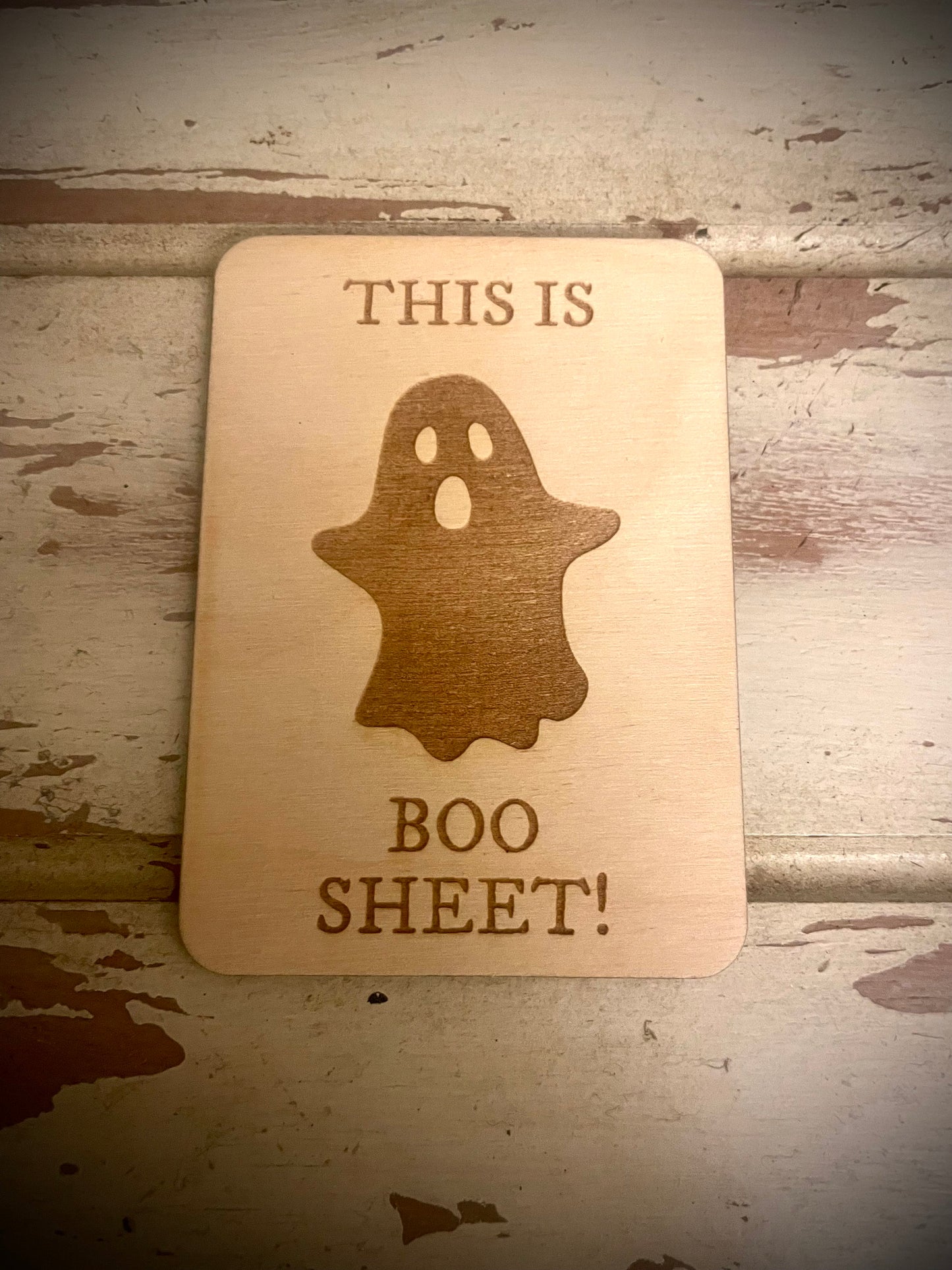 "This Is Boo Sheet!" Ghost Funny Wood Fridge Magnet | Funny Gift
