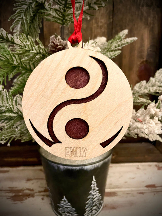 Yin Yang Personalized 2-Layer Wood Christmas Ornament & Gift Tag | Multiple Finishes | Spiritual Gift