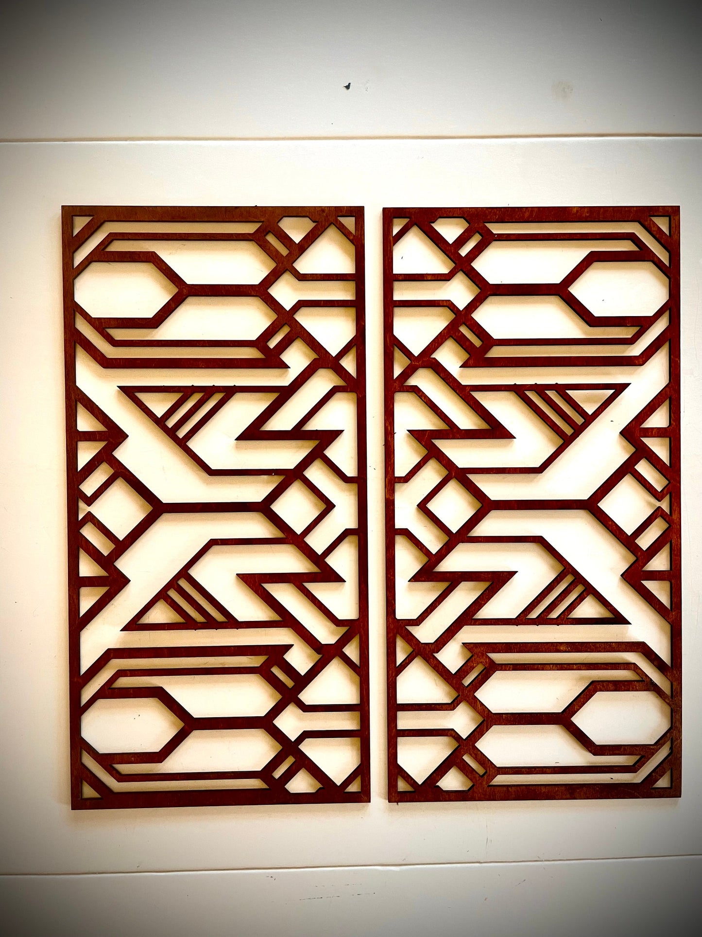 Boho Modern Art Deco Art Deco Geometry wood wall art, 2 panel in multiple sizes and finishes, decor wall art original-N