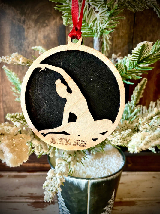 Yoga Personalized 2-Layer Wood Christmas Ornament & Gift Tag | Multiple Finishes | Yoga Gift (#2)
