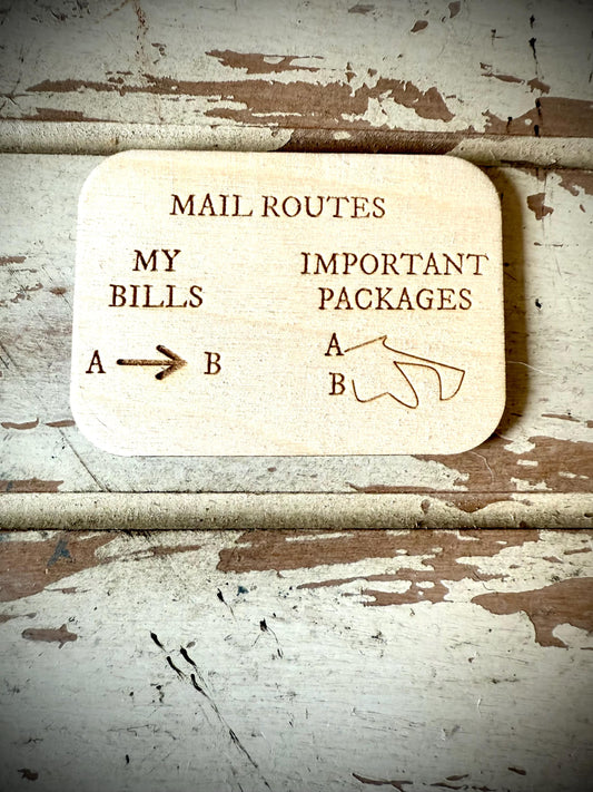 "Mail Routes: My Bills vs. Important Packages" Funny Wood Fridge Magnet | Funny Gift