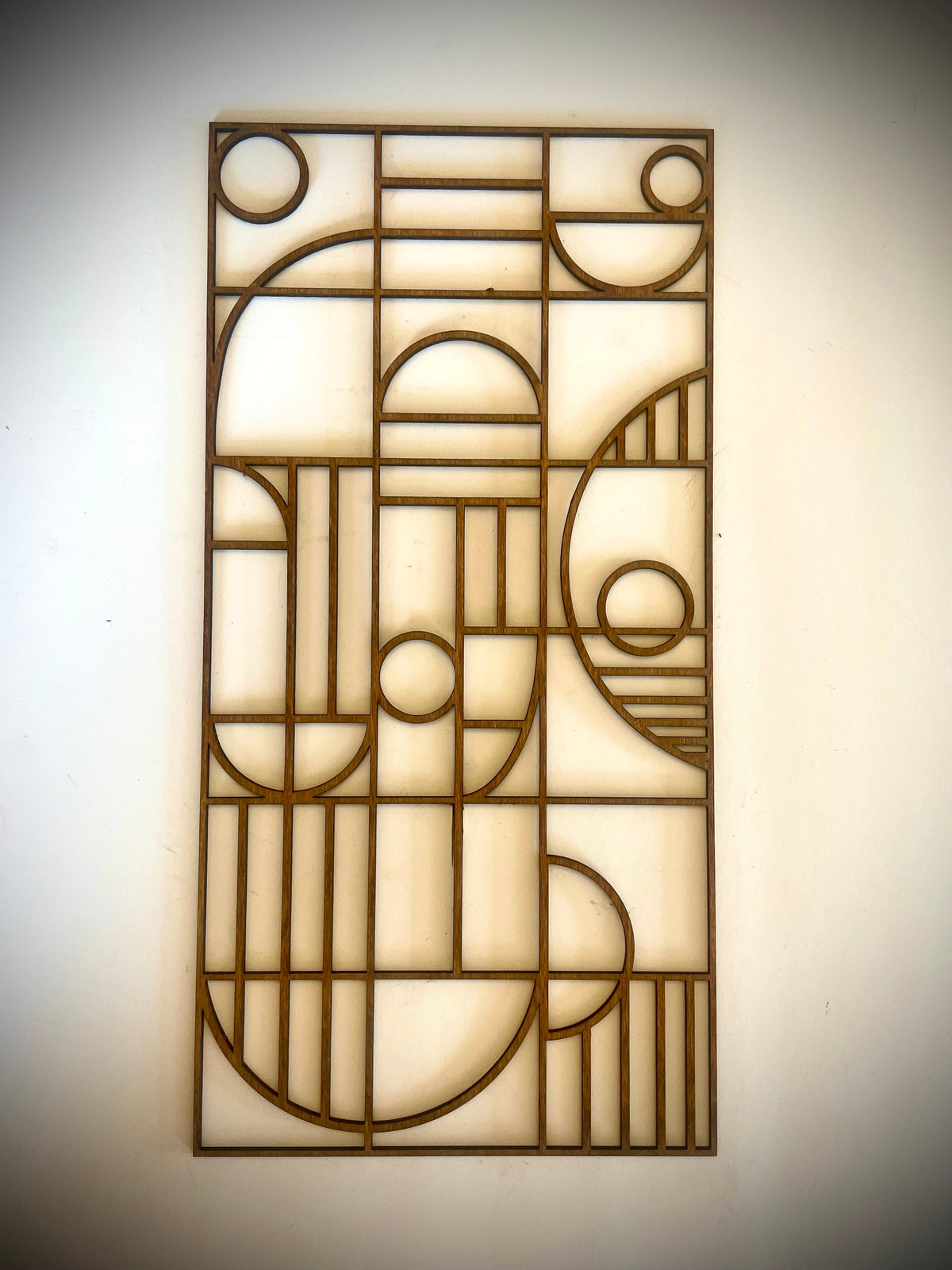 Bauhaus Style 3-Panel Wood Wall Art Set B - right panel view