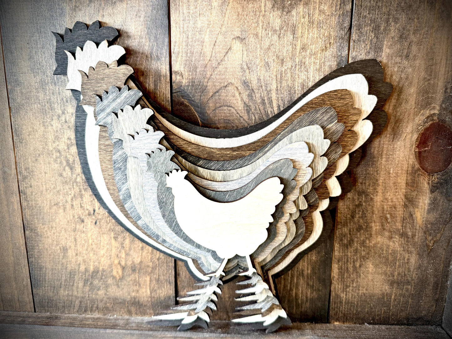 Stacked Chickens 3D Wood Table & Wall Art | Multi-Color
