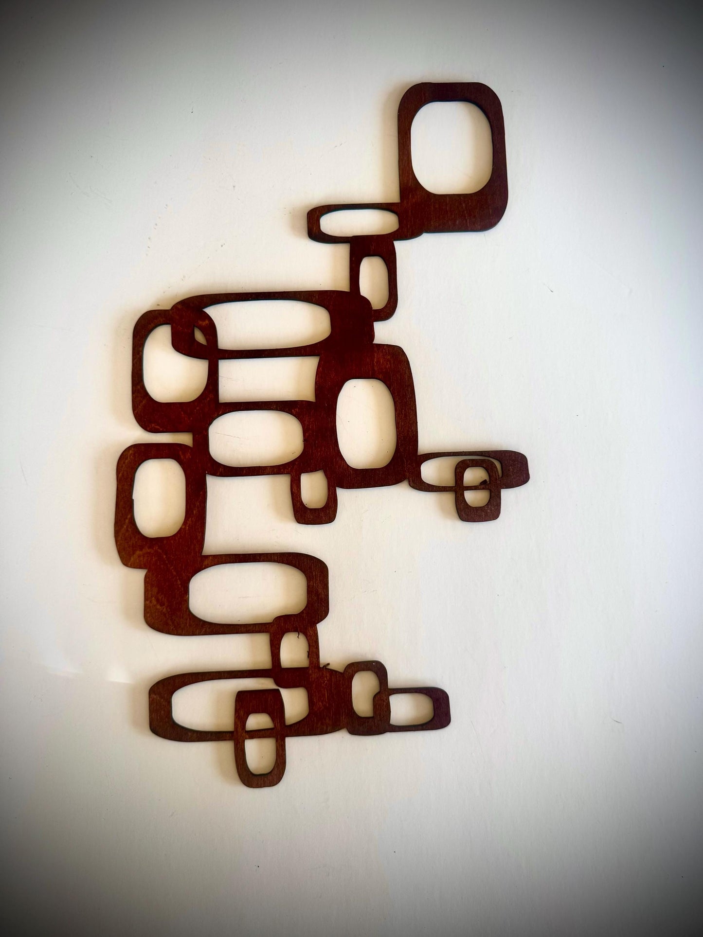 Mid Century Modern Wood Chain Wall Art | 4-Panel Set | 14 Finishes | Boho Modern | Set H