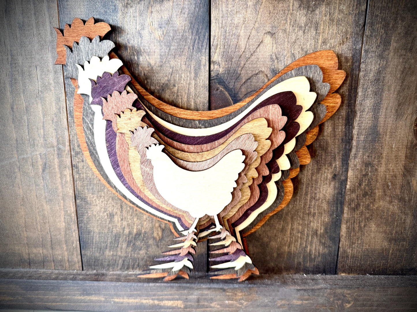 Stacked Chickens 3D Wood Table & Wall Art | Multi-Color