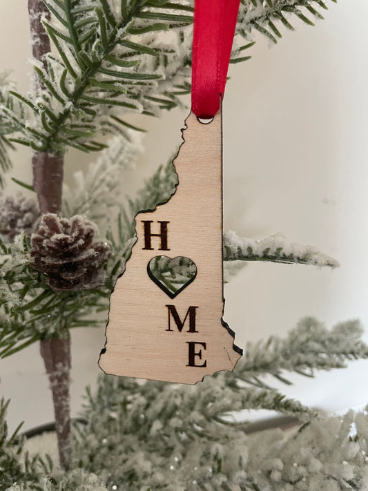 New Hampshire HOME Wood Ornament & Gift Tag | 12 Finishes | State Pride Gift