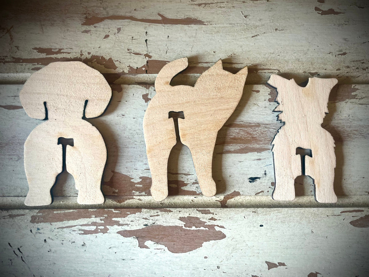 Funny Dog & Cat Butt Wood Bread Bag Ties | Unique Pet Lover Gift Idea
