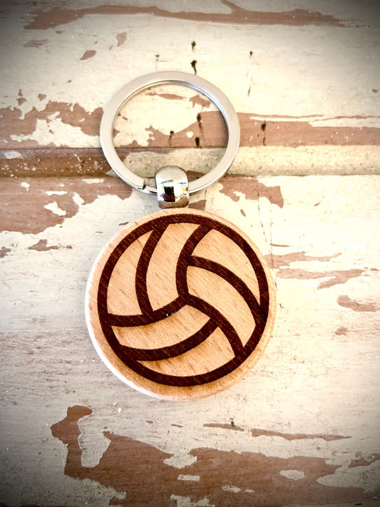 Volleyball Wood Keychain | Senior Night, Team & Coach Gift | Laser Engraved