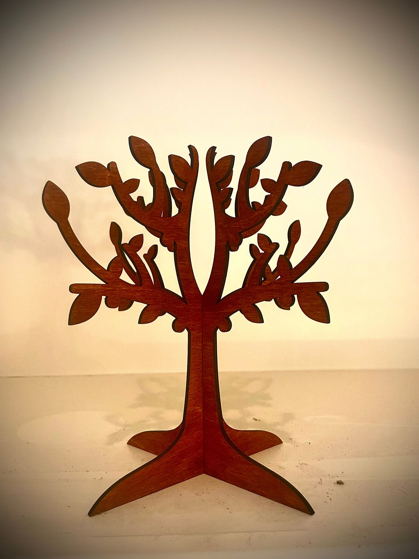 3D Wooden Tree Tabletop Decor, Leafy Design, Multiple Sizes