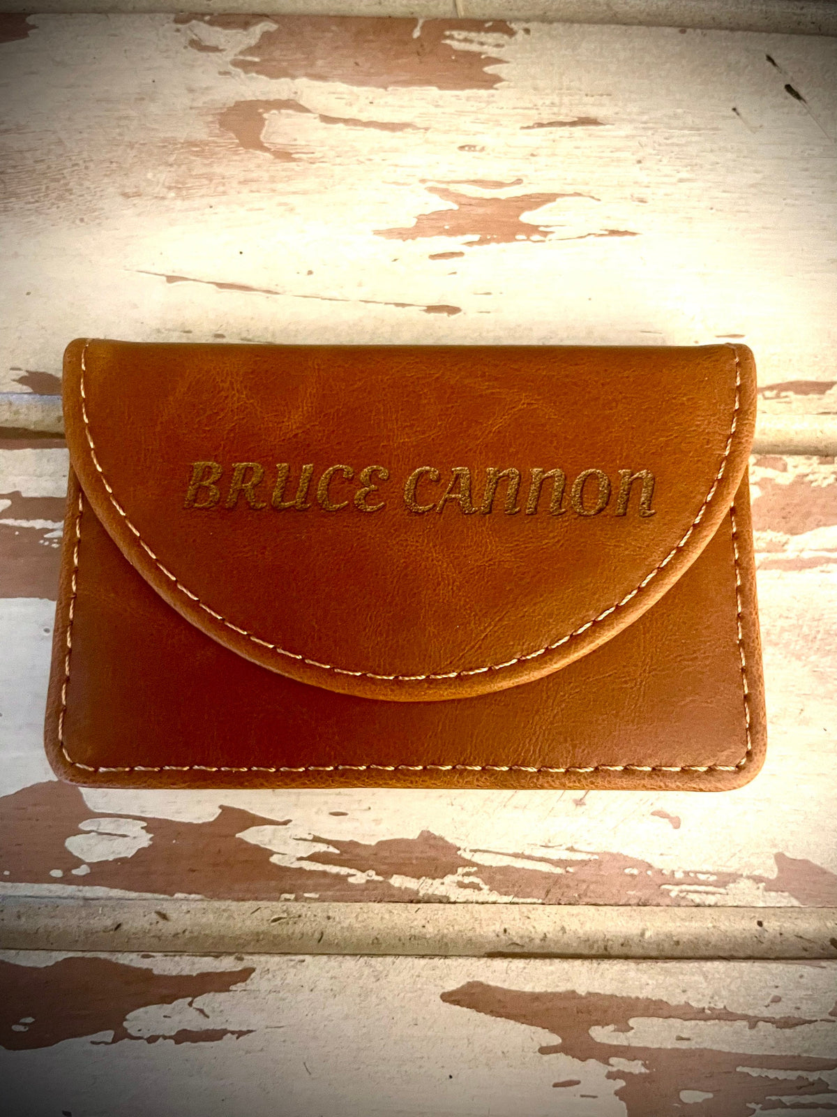 Custom Monogram or Logo Leather Business Card Case | Light Brown, Dark Brown or Navy Blue