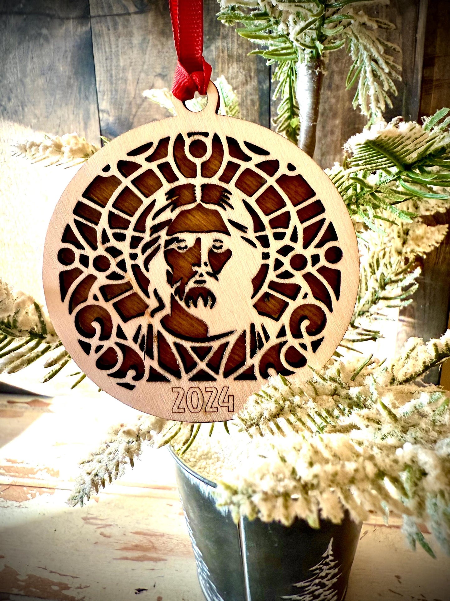 Jesus Personalized 2-Layer Wood Christmas Ornament & Gift Tag | Multiple Finishes | Religious Gift (#1)