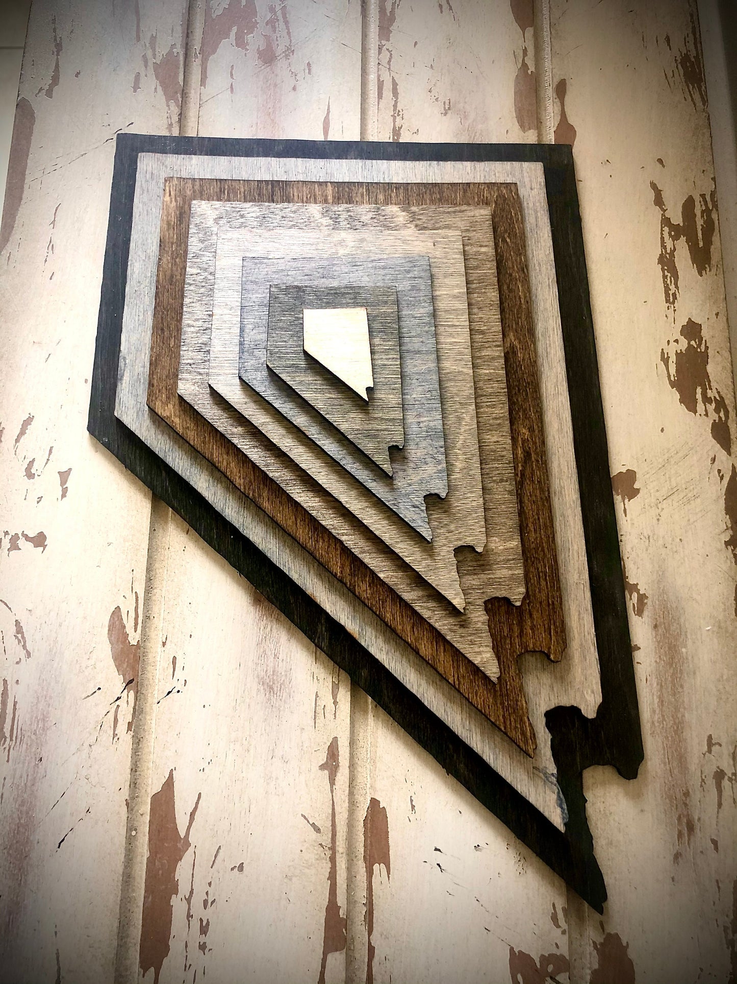 Nevada Stacked State 3D Wood Table & Wall Art | Multi-Color