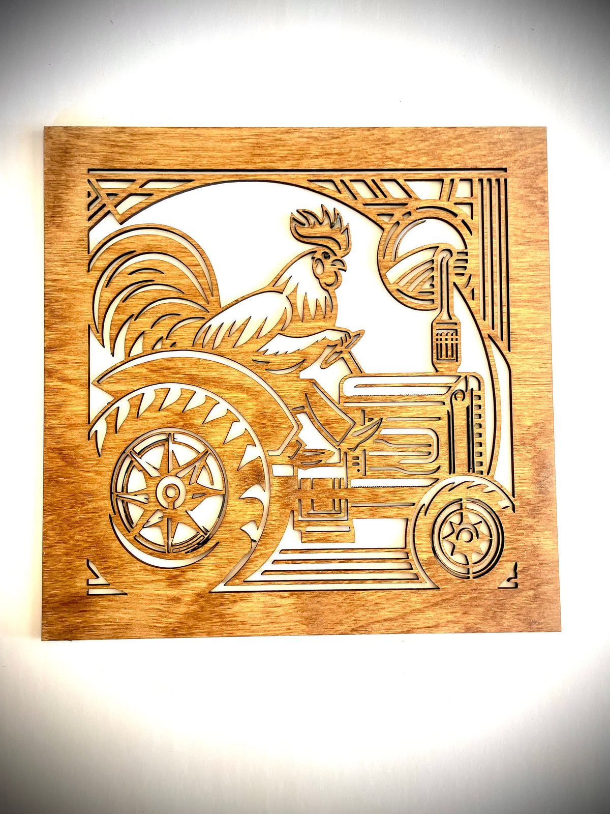 Whimsical Livestock Driving Tractors Wood Wall Art | Cow, Goat, Pig & Chicken | 4-Panel Set | Multiple Sizes & Finishes