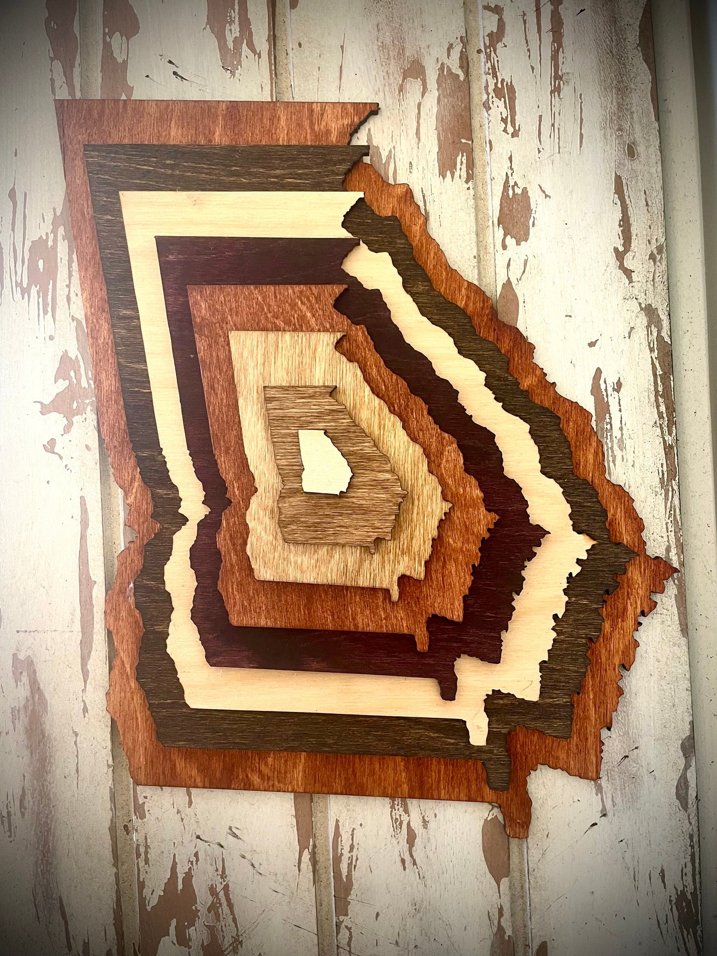 Georgia Stacked State 3D Wood Table & Wall Art | Multi-Color