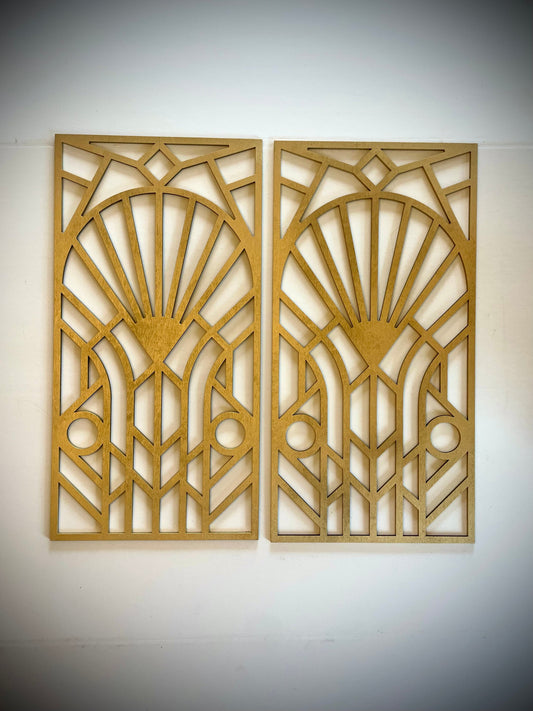 Boho Modern Art Deco Art Deco Geometry wood wall art, 2 panel in multiple sizes and finishes, decor original set x