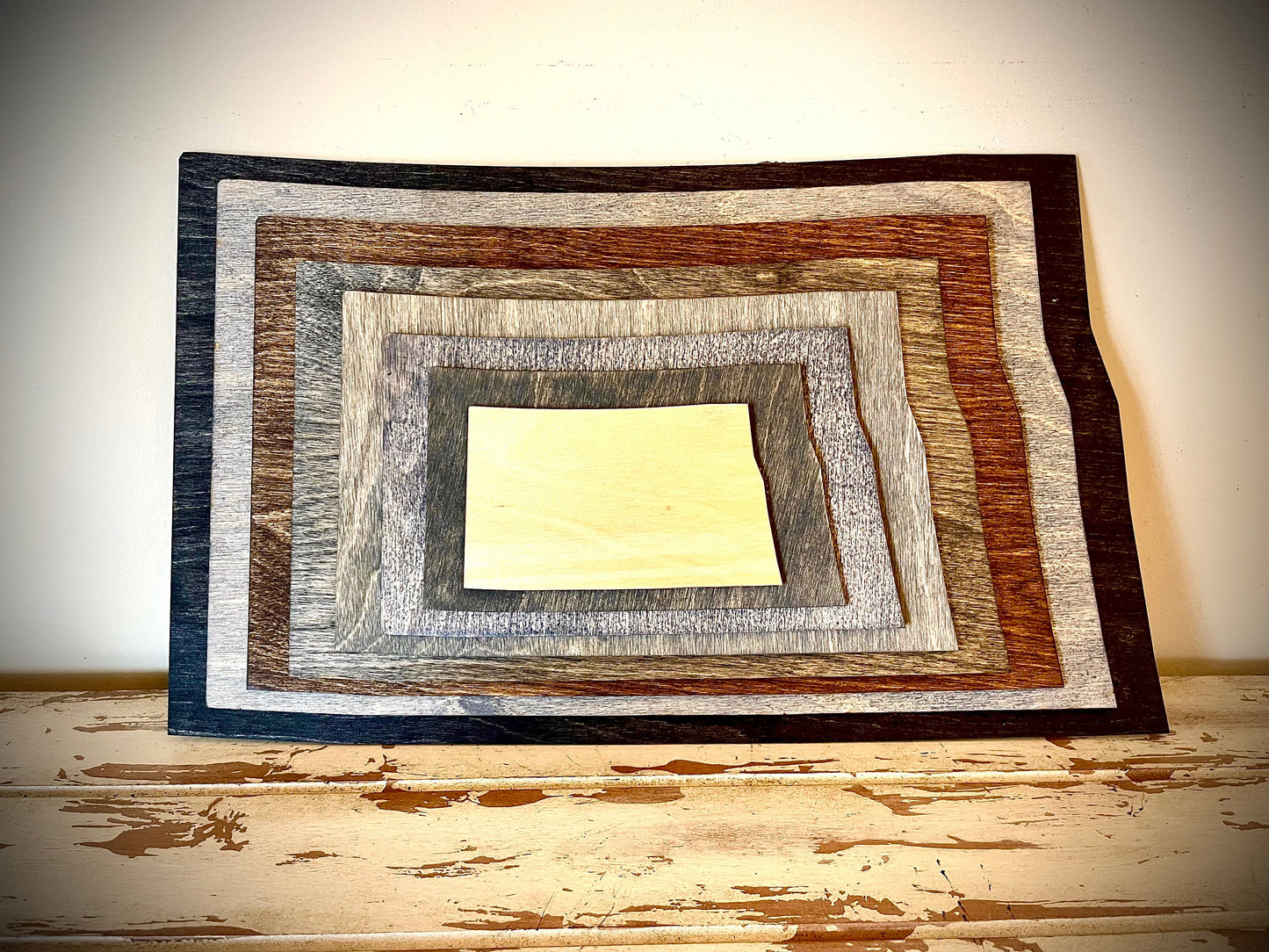 North Dakota Stacked State 3D Wood Table & Wall Art | Multi-Color
