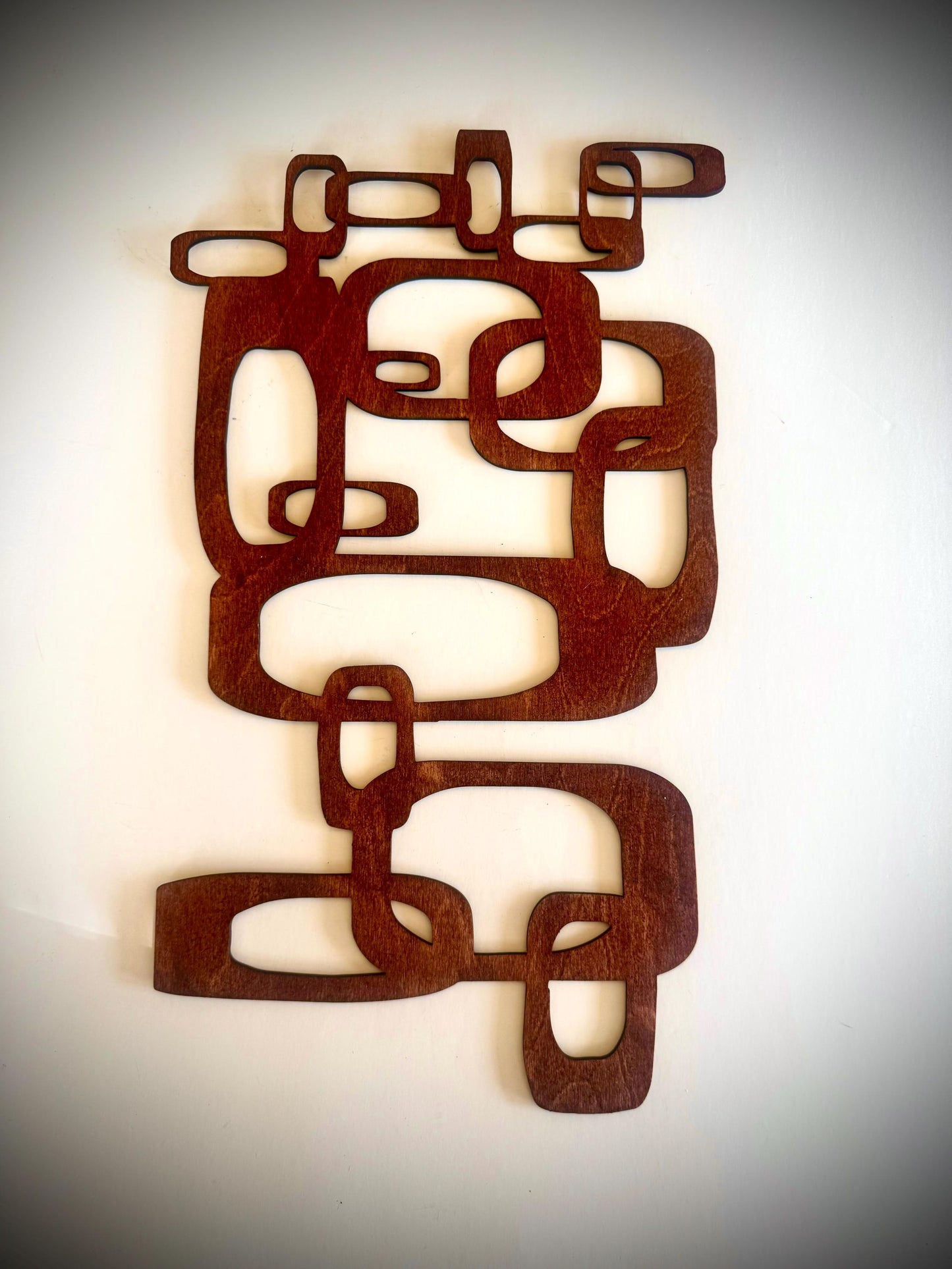 Mid Century Modern Wood Chain Wall Art | 4-Panel Set | 14 Finishes | Boho Modern | Set H