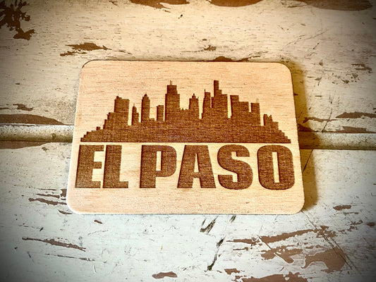 El Paso Skyline Wood Magnet | City Souvenir | 3.5" x 2.5"