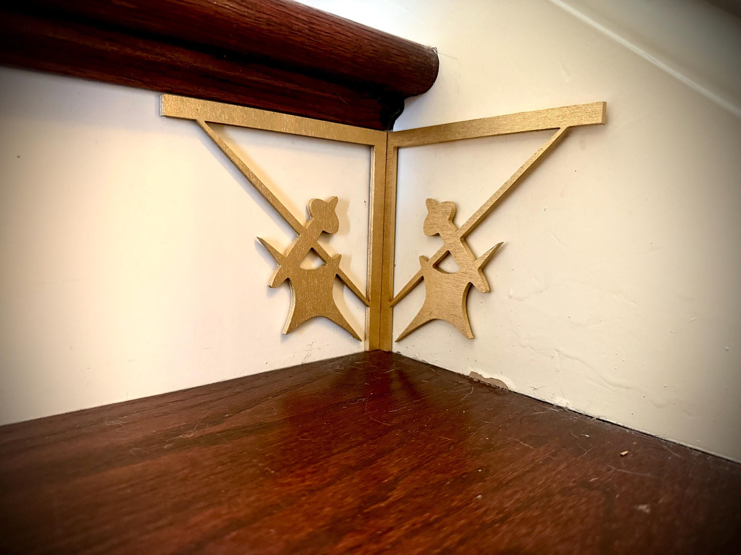 Mid Century Modern Atomic Wood Staircase Accents | Set of 4 | Multiple Finishes | Style A