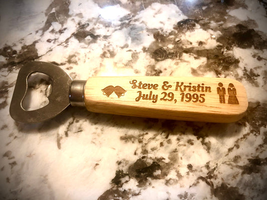 Custom Engraved Wood Bottle Opener | Personalized Bar Gift