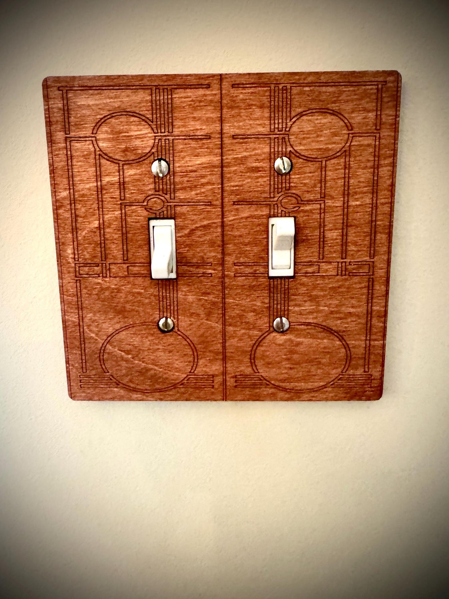 Art Deco light switch, outlet, and decora covers in multiple configurations available in 12 finishes Set E