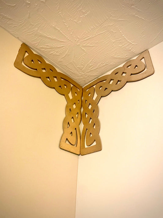 Celtic Knot Wood Corner Accent & Trim | Set of 2 | Multiple Sizes & Finishes