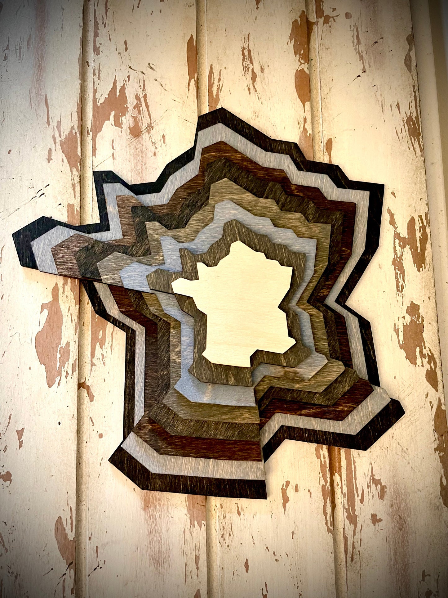 France Stacked 3D Wood Table & Wall Art | Multi-Color