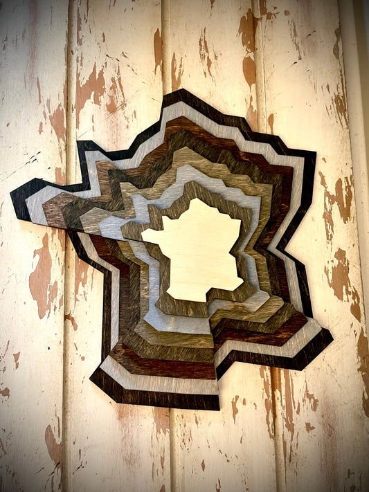 France Stacked 3D Wood Table & Wall Art | Multi-Color
