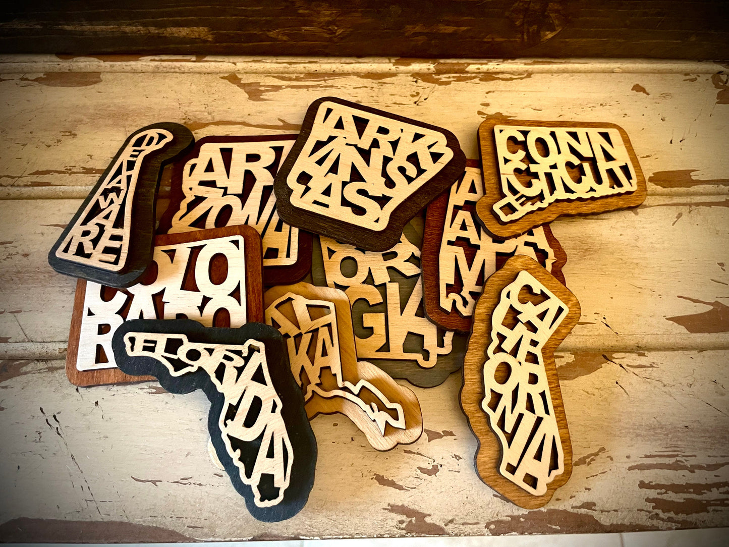 Wyoming Word Art 2-Layer Wood Refrigerator Magnet | 12 Finishes | State Pride Gift