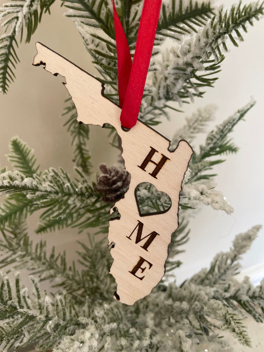 Florida HOME Wood Ornament & Gift Tag | 12 Finishes | State Pride Gift