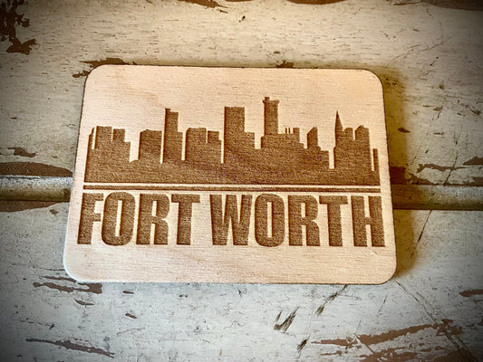 Fort Worth Skyline Wood Magnet | City Souvenir | 3.5" x 2.5"